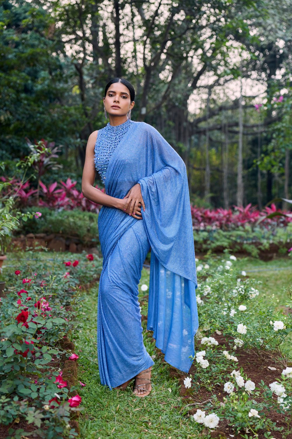 Neel Tara Crystal Saree Set