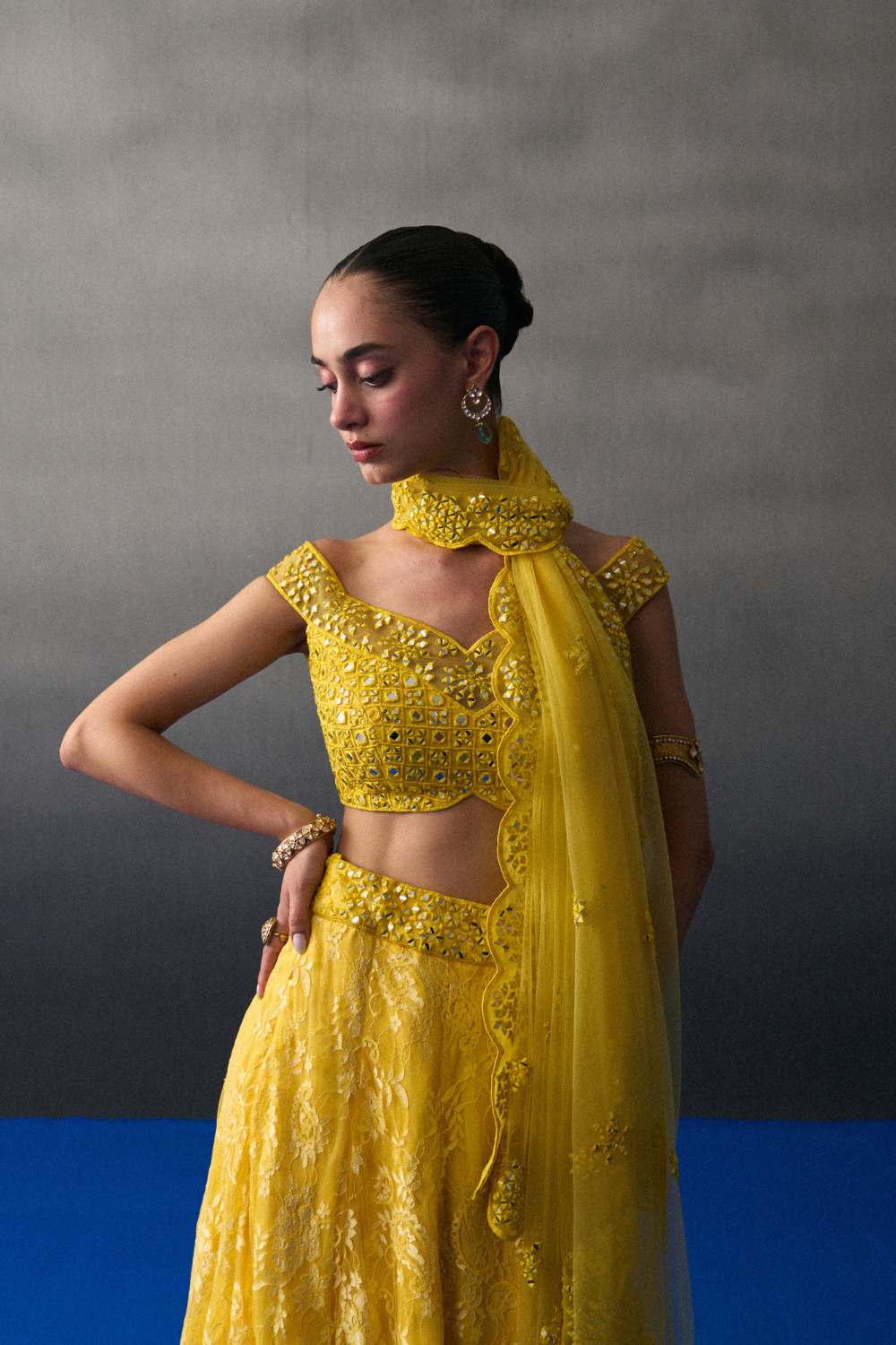 Yellow Mehendi Lehenga Set
