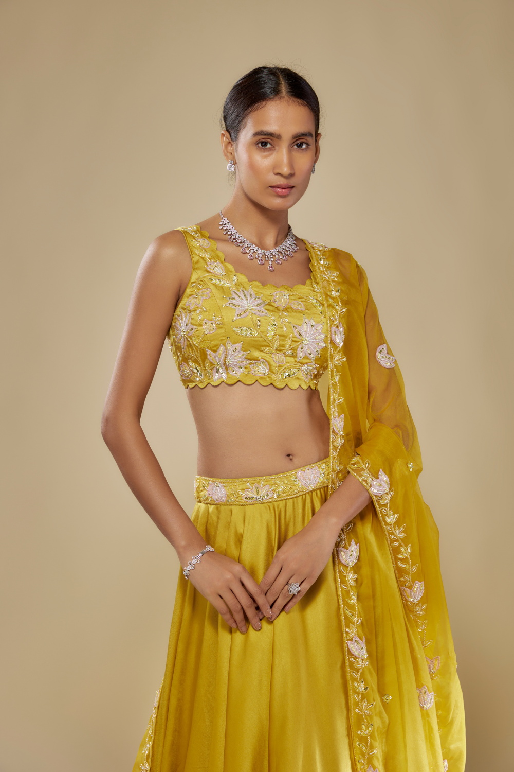 MUSTARD YELLOW LEHENGA CHOLI DUPATTA SET