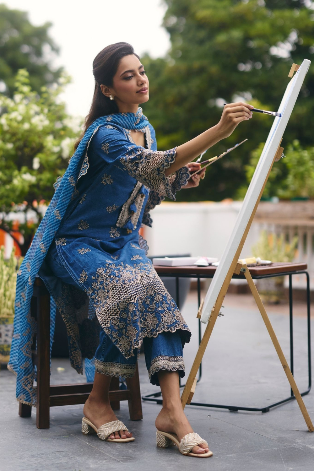 Luri Denim Kurta Set