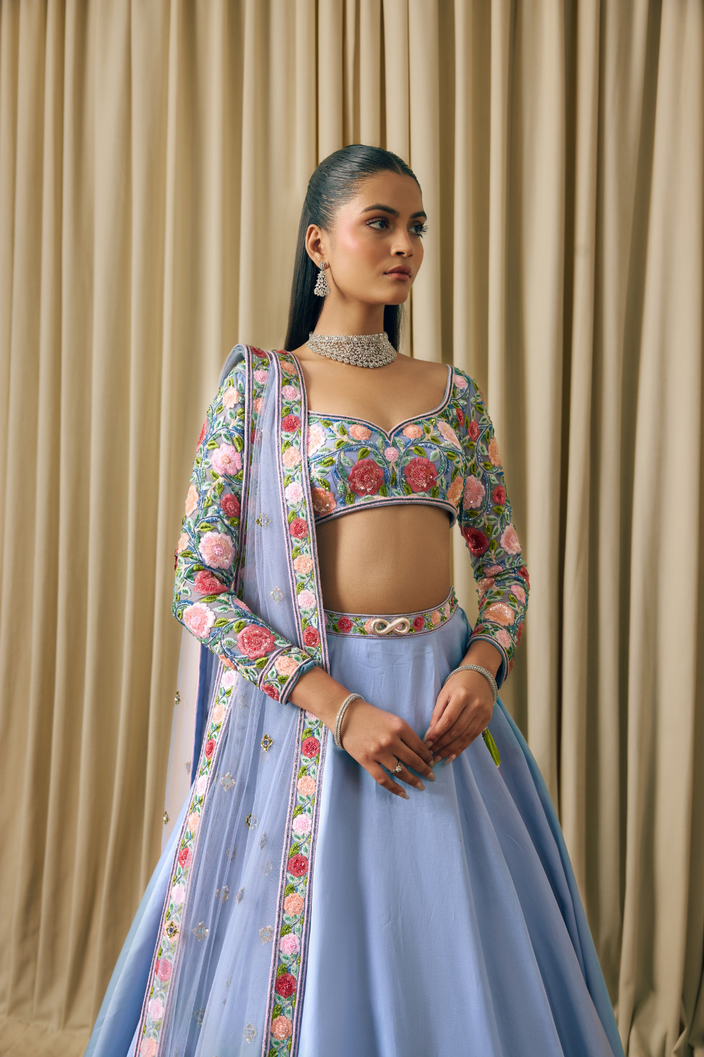 Hand embroidered Lehenga