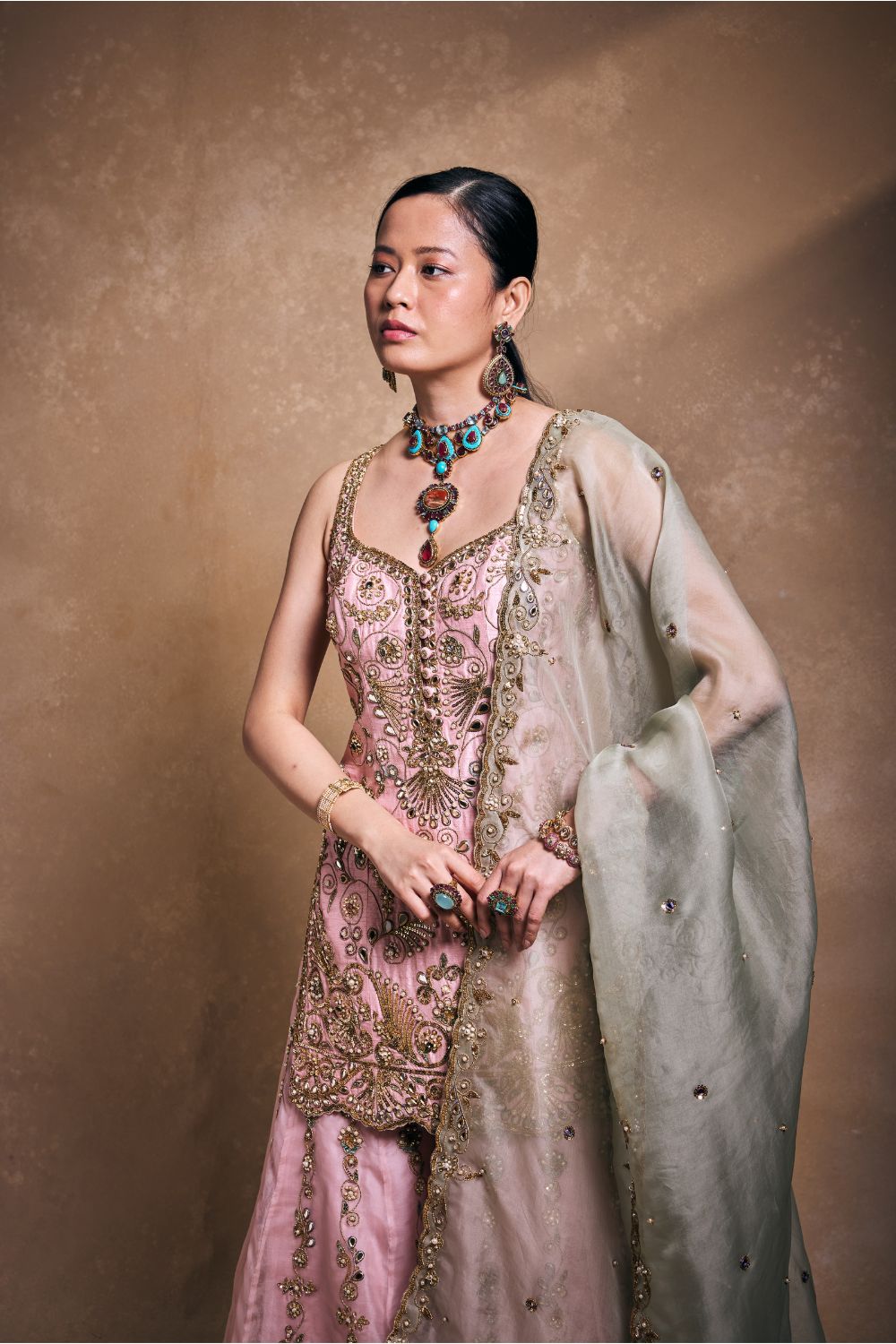 BLUSH AND SAGE SHARARA SET