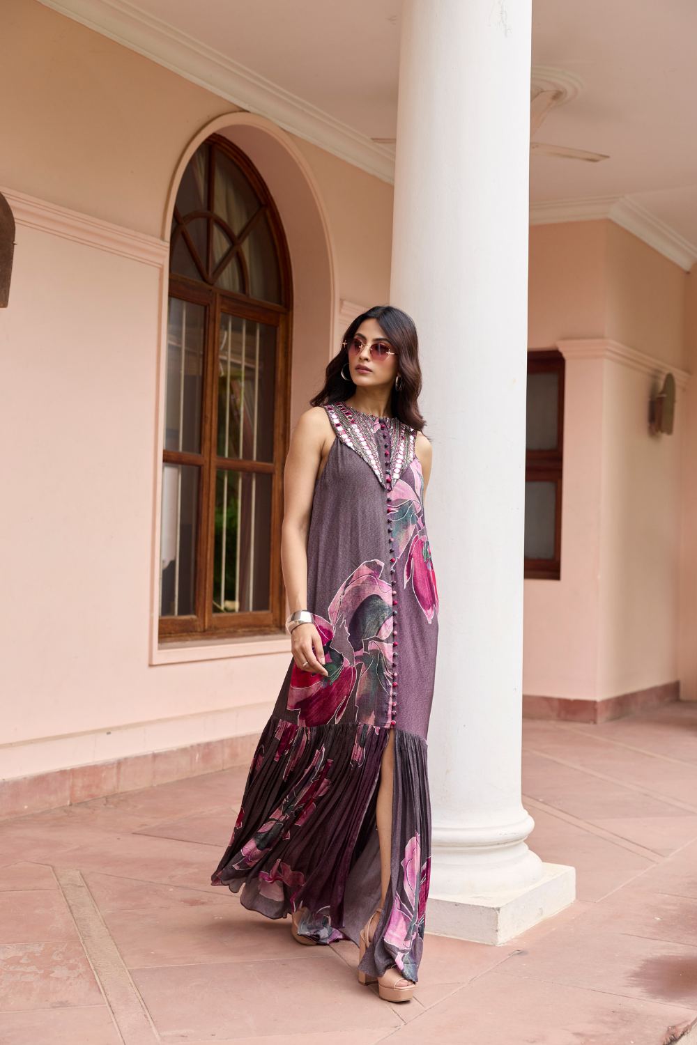 PLUMICIOUS FLORAL SHIRT MAXI DRESS