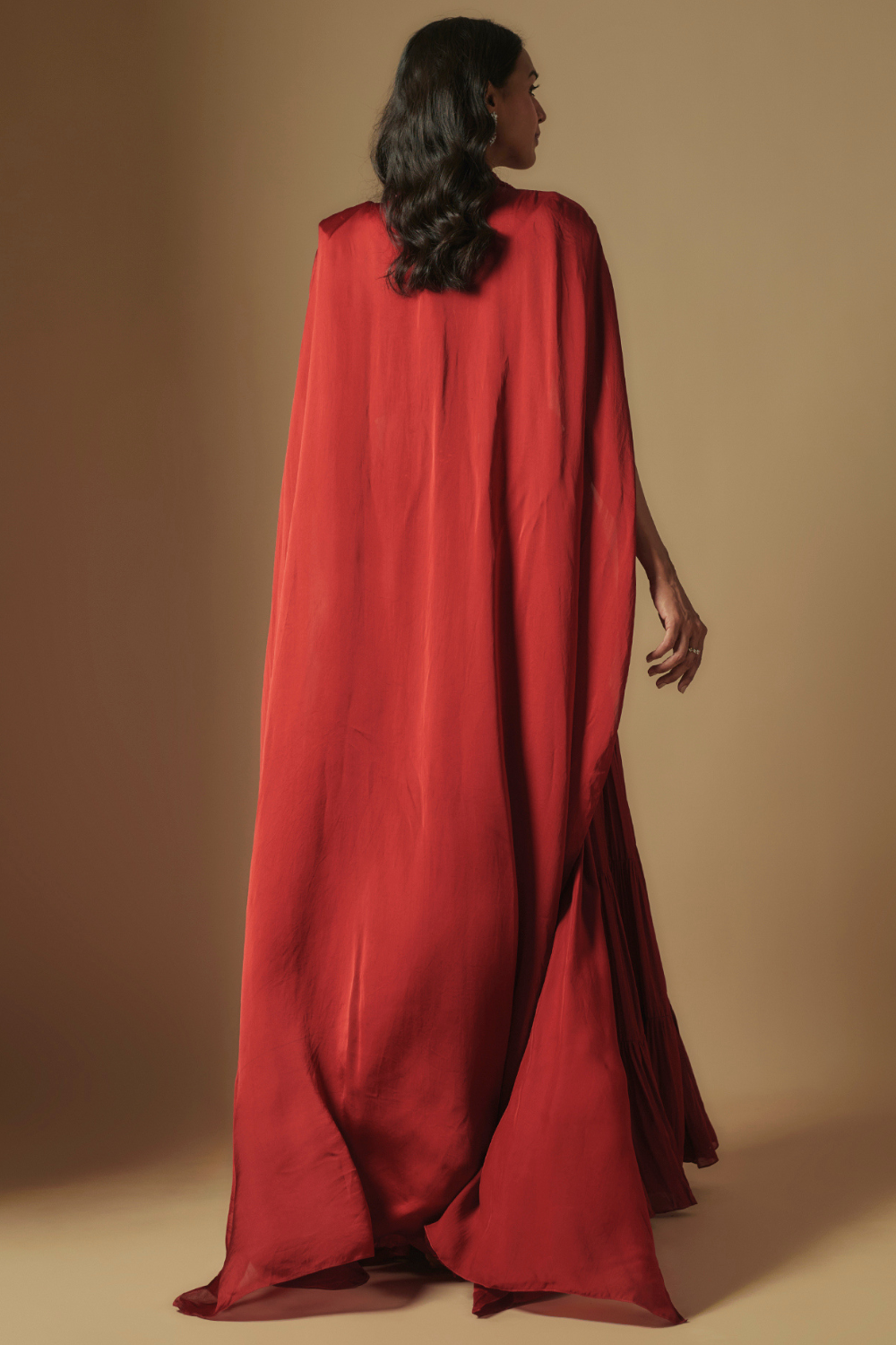 Pepper Hand Emb Blouse and Long cape  Paired With Sharara