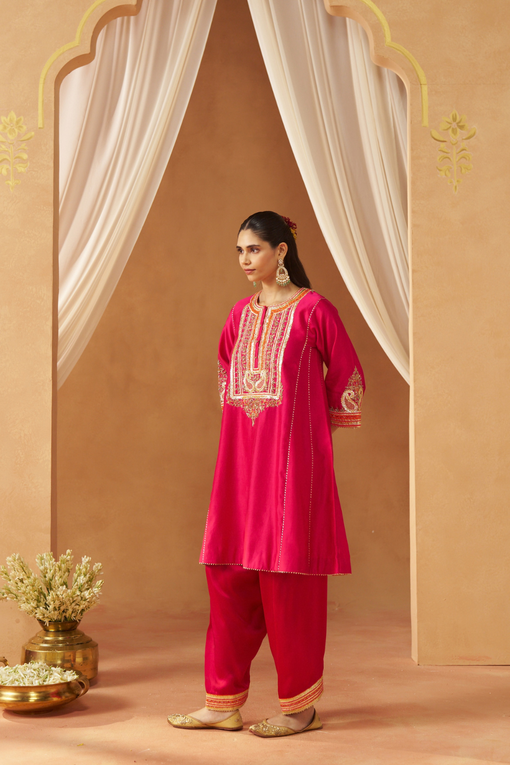 Daneen Hotpink Chauga With Salwar and Dupatta