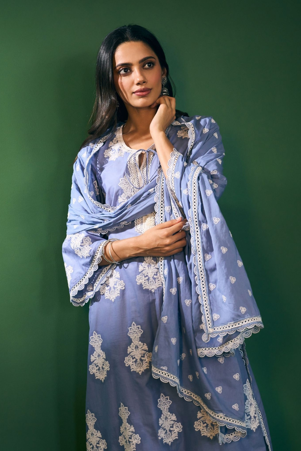 Rimi Cotton Steel Blue Kurta Set