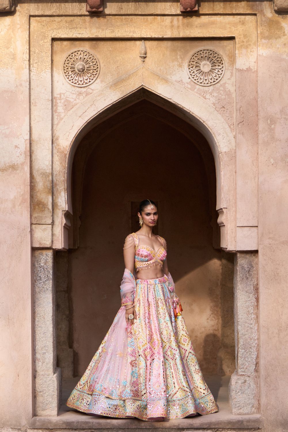 SAVERA — Multi Raw Silk Lehenga Set