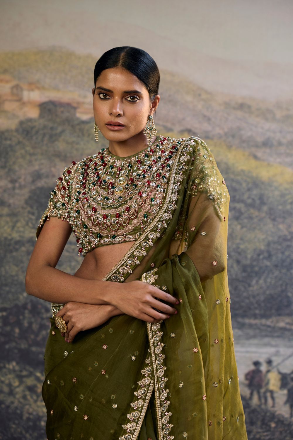 Zoya Jewel Organza Saree Set