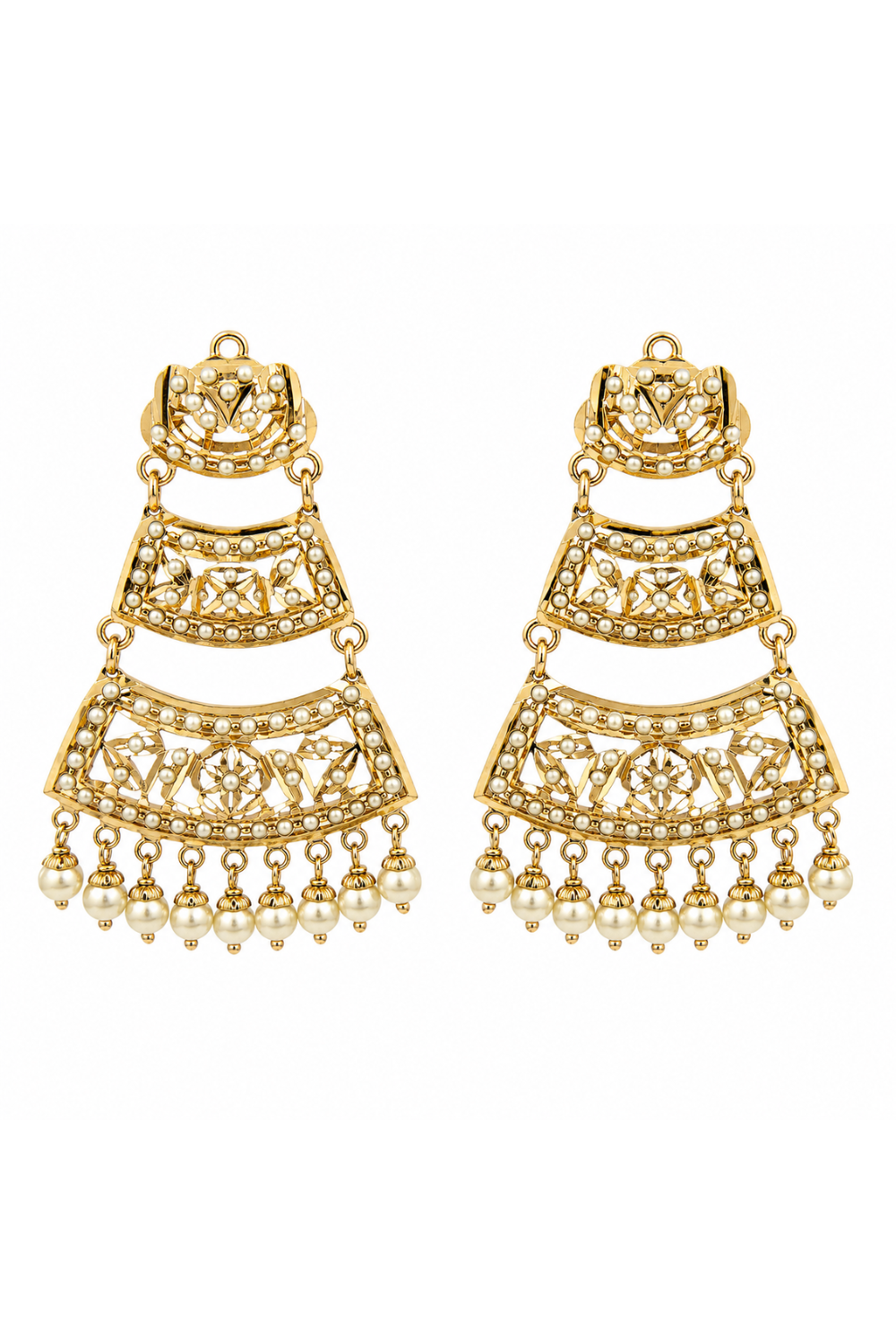 Jadau Pearl Tiered Statement Earrings