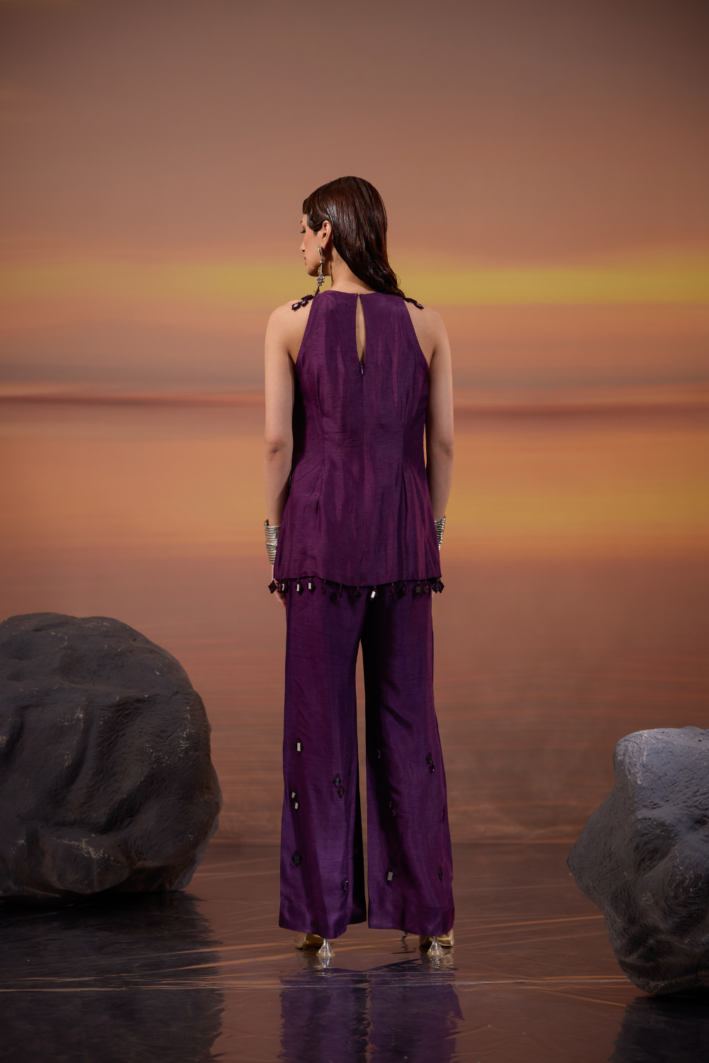 Dark Amethyst Embellished Co-ord Set