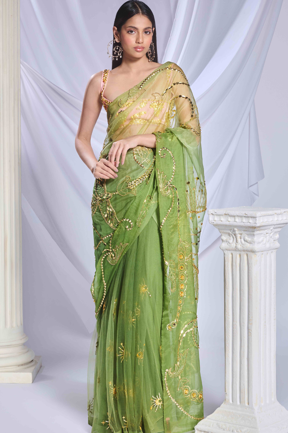 Sea Frost saree set