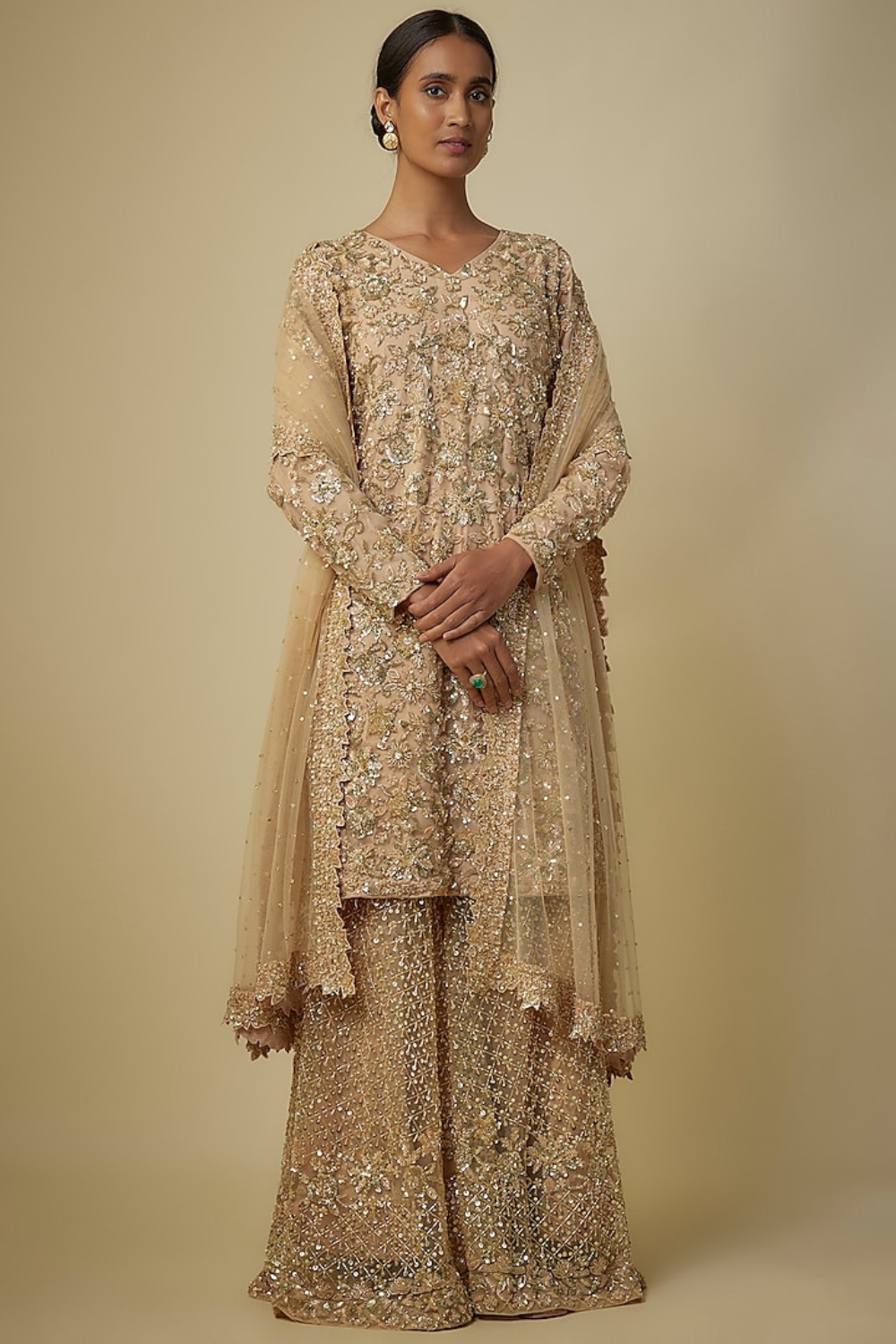 GOLD KURTA SHARARA SET