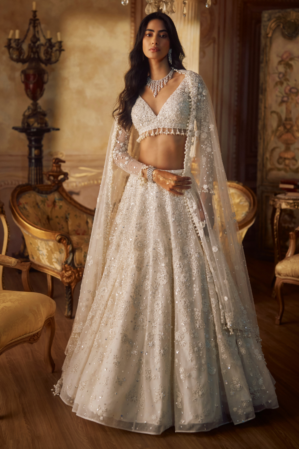Ivory Floral Lehenga Set