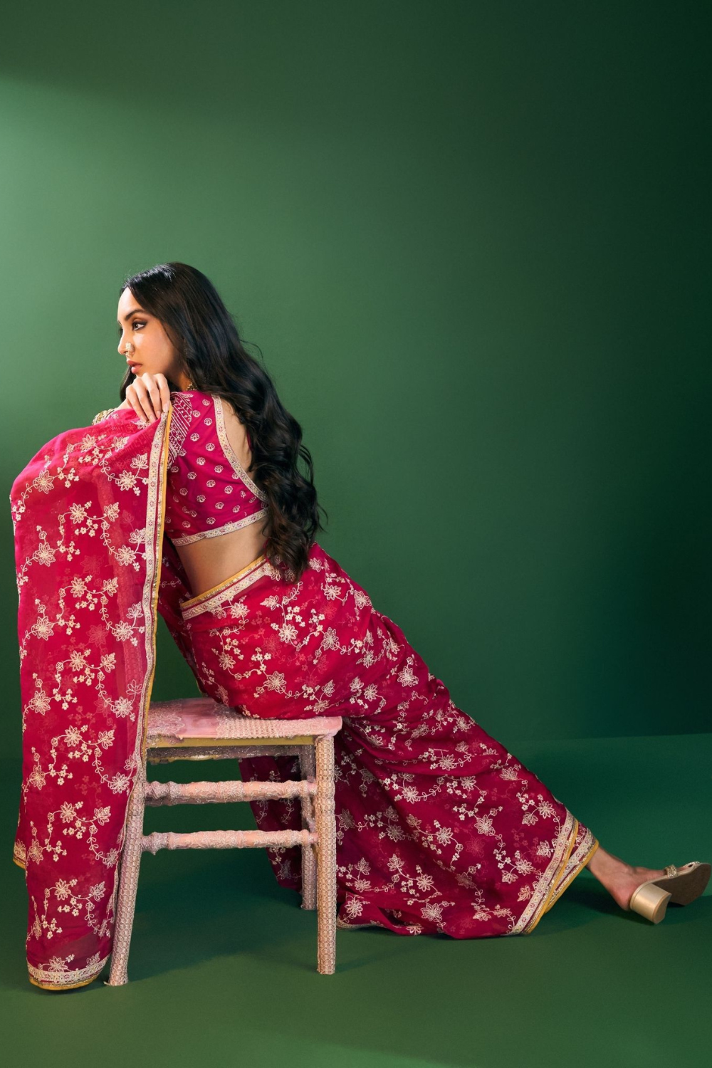 Kavya Organza Fuschia Saree