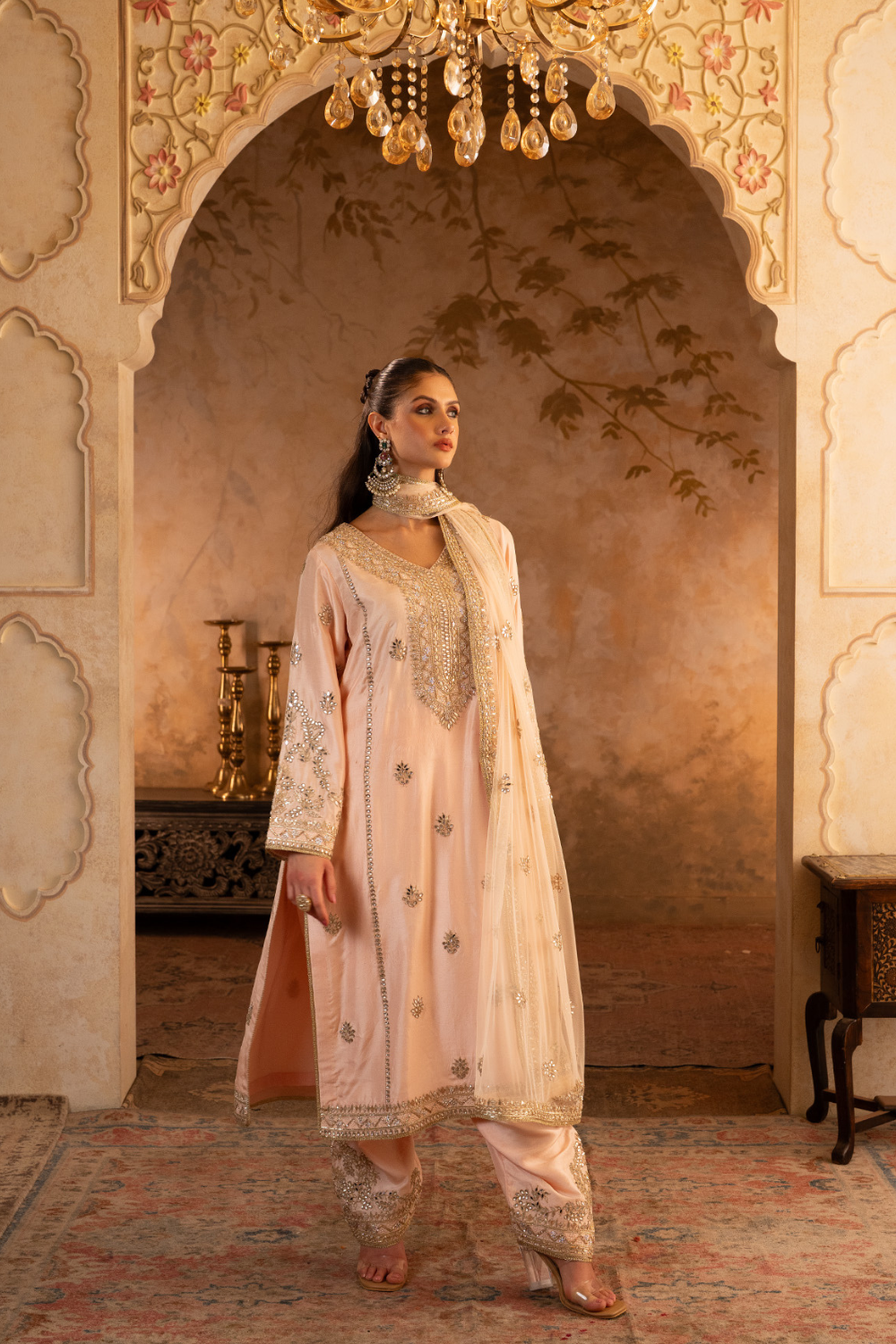 Peach Silk Suit Set