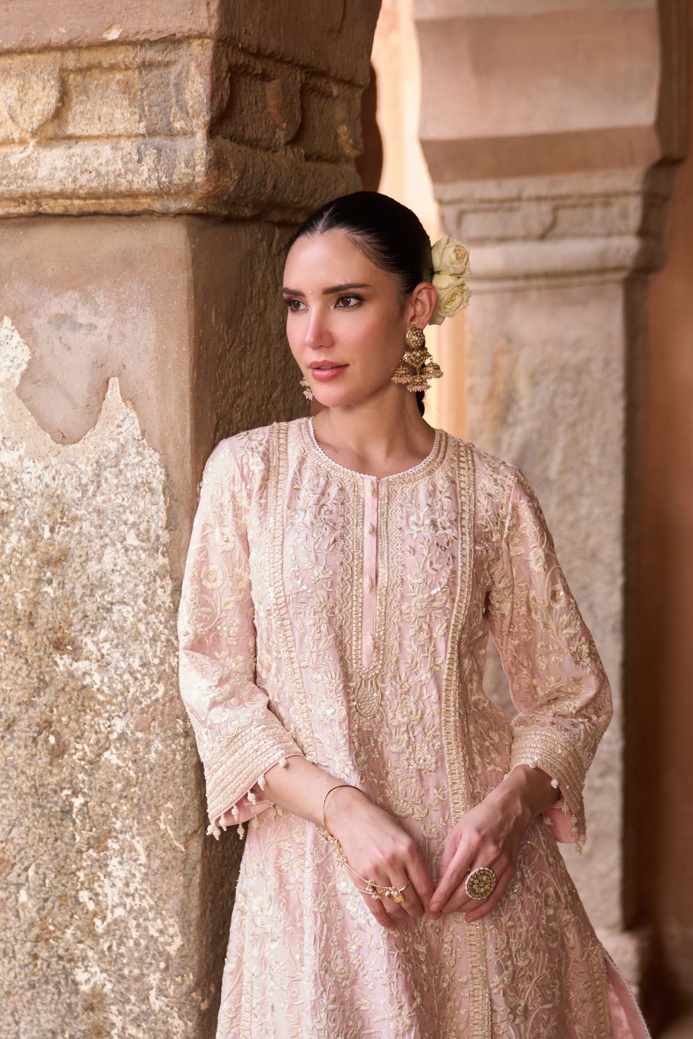 SABOOR - BLUE SHORT A-LINE KURTA WITH STRAIGHT PANTS AND DUPATTA