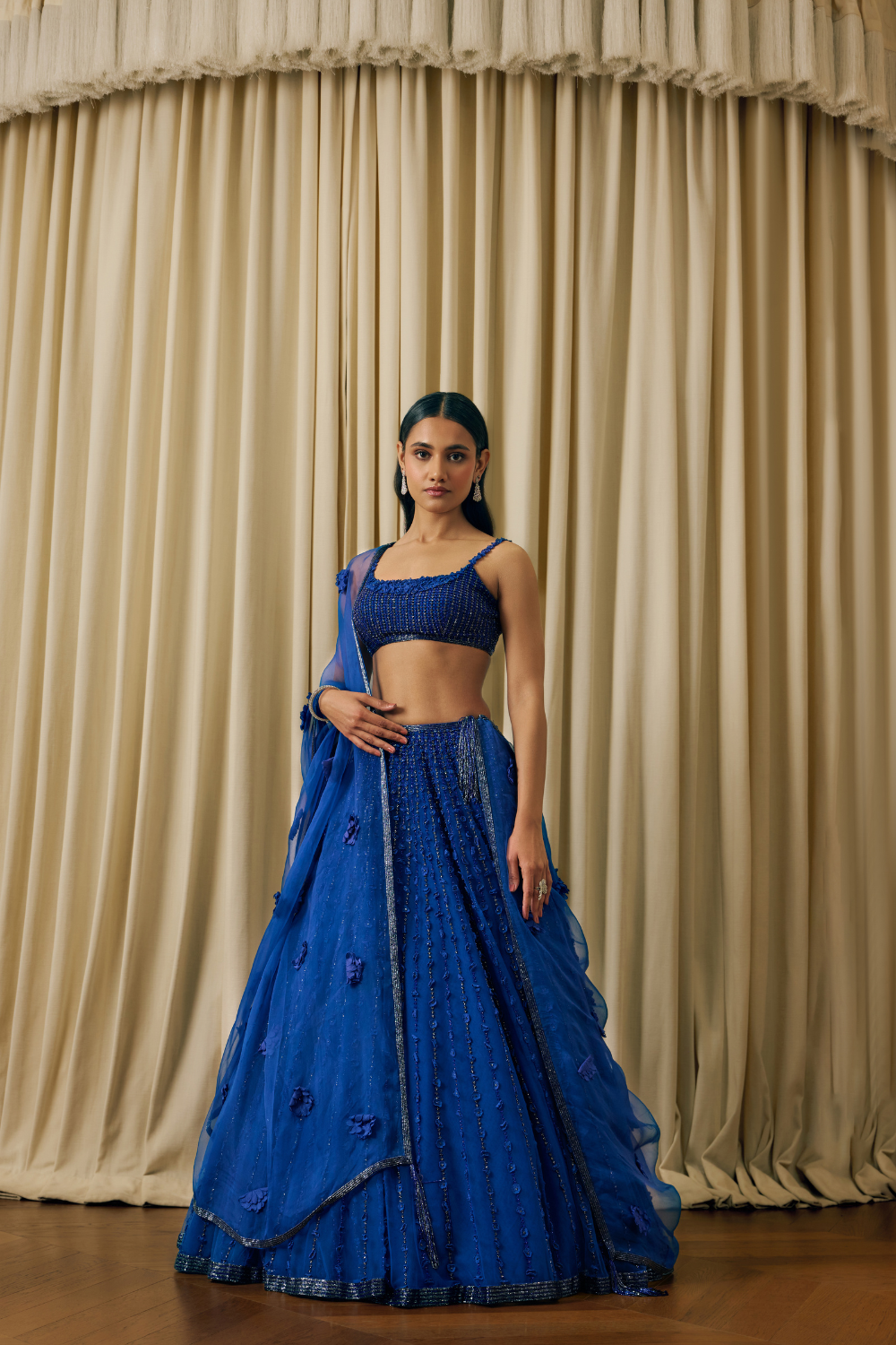 3d flower lehenga