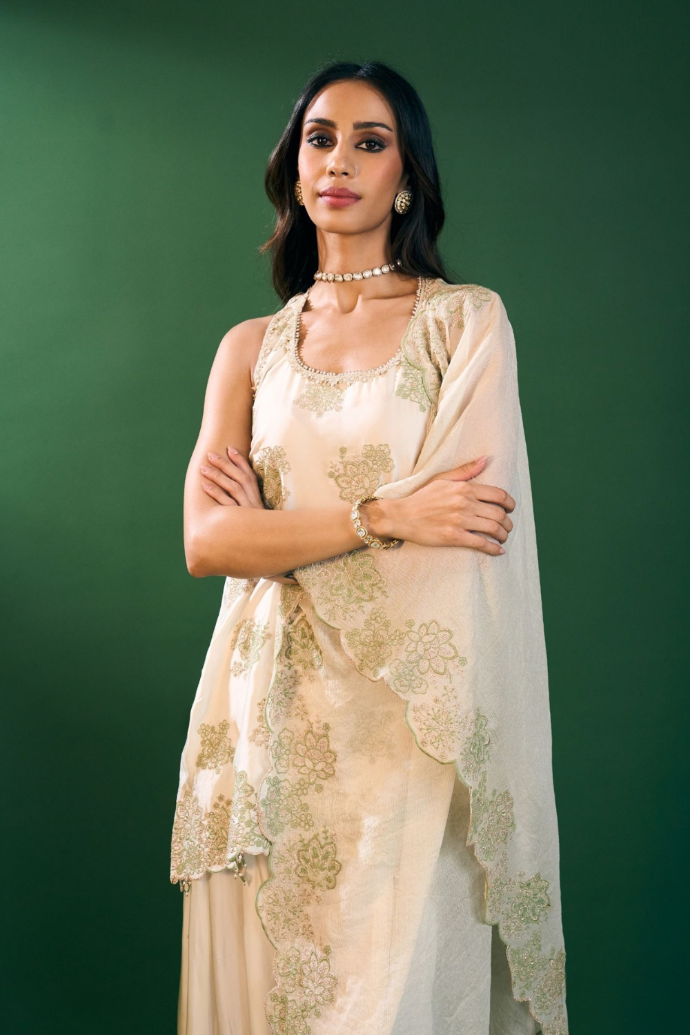 Pahi Cupro Satin Off White Kurta Set