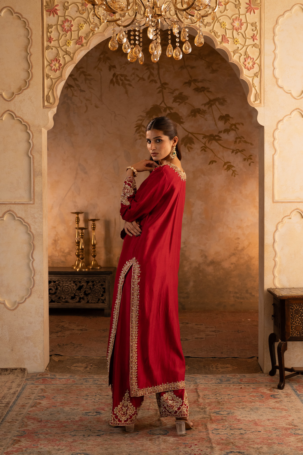 Maroon Silk Suit Set