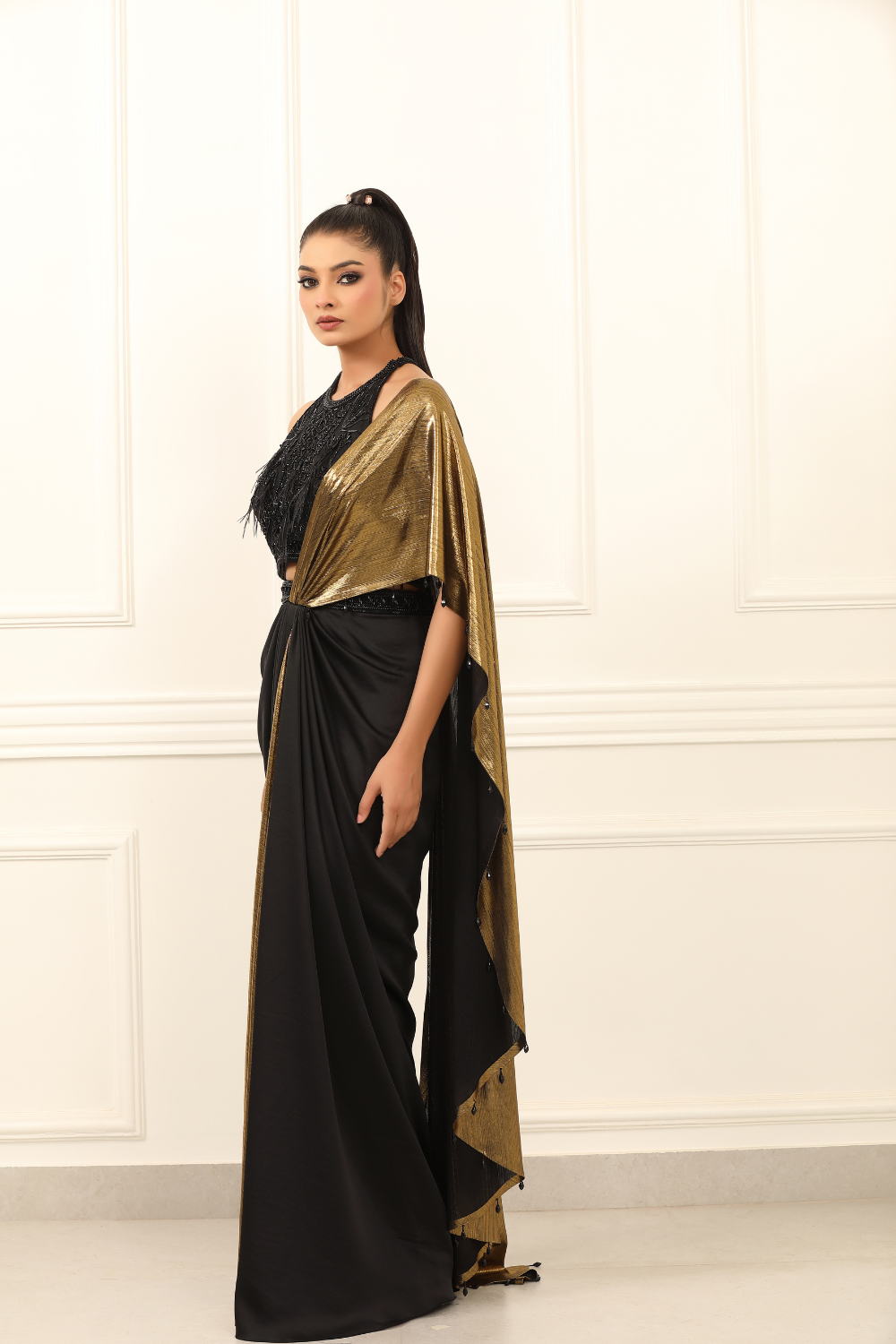 Golden Eclipse Drape Saree