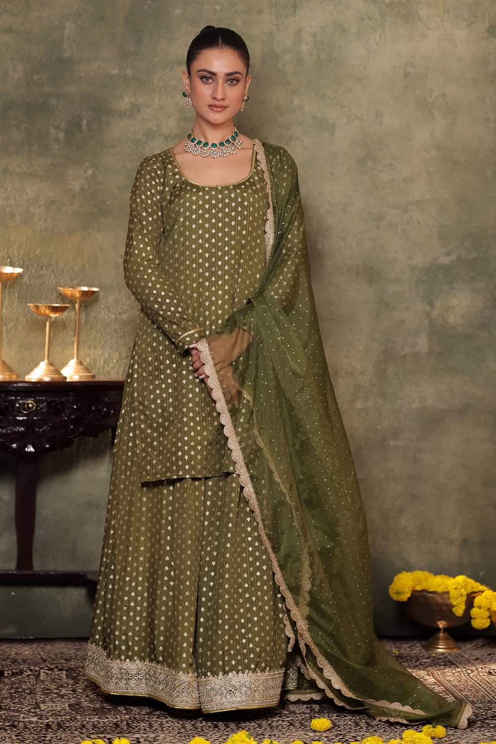 Green Kurta Sharara Set
