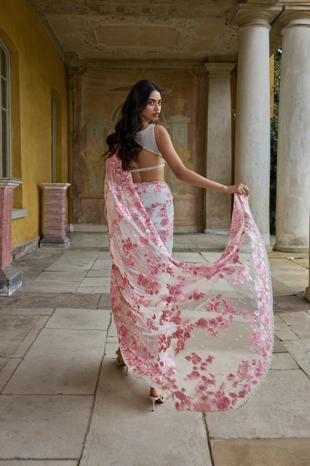 Pastel Pink Thread Work Saree