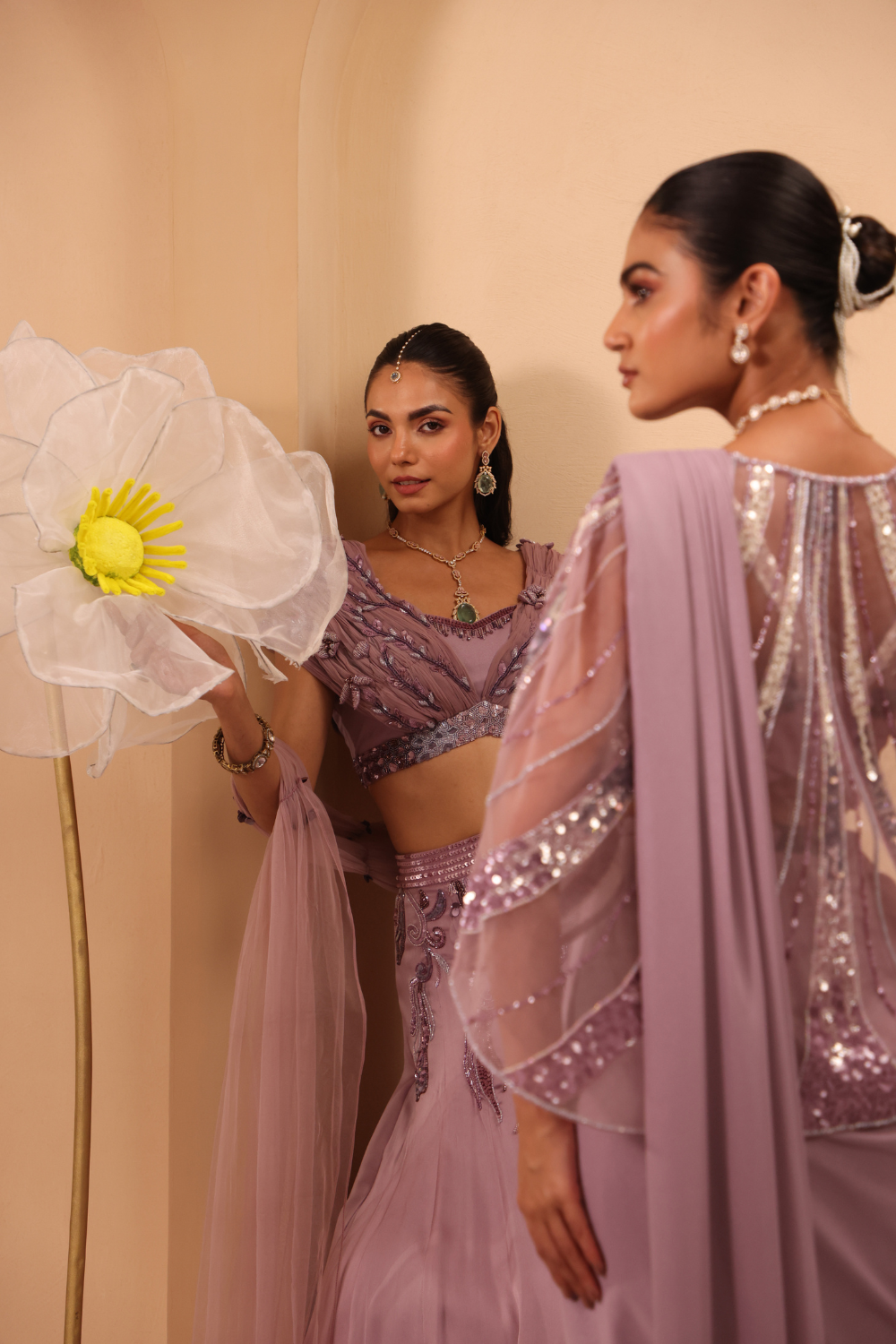 Hand Adored Short Cape With Blouse and Drape Saree