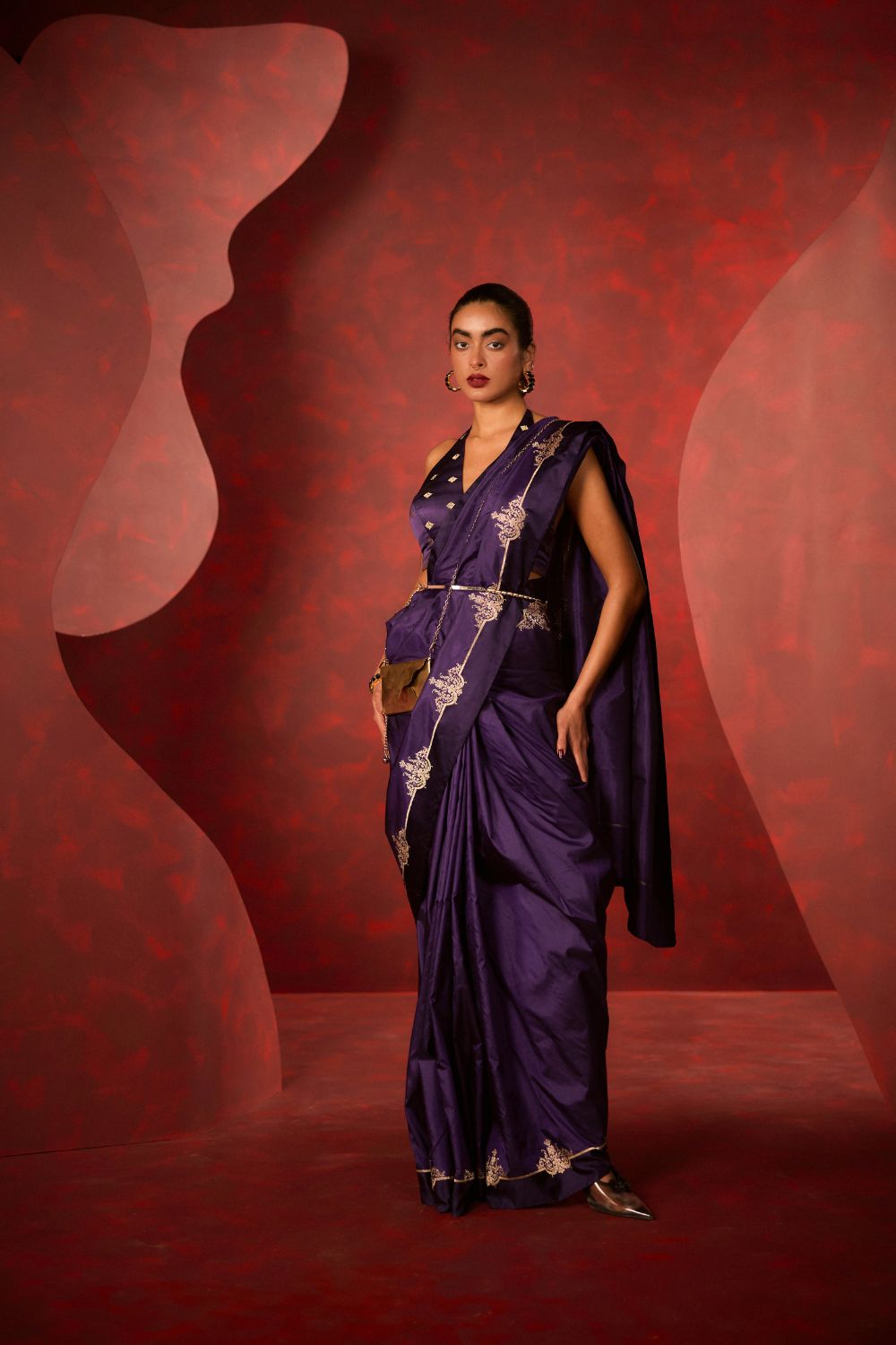 The Siren Saree in Purple
