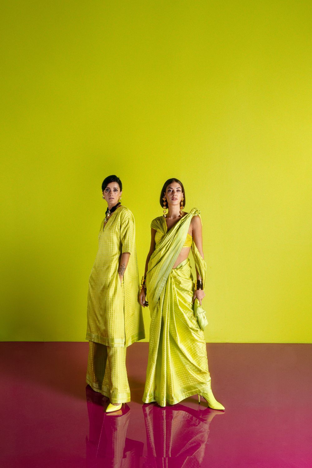Lime Resham houndstooth