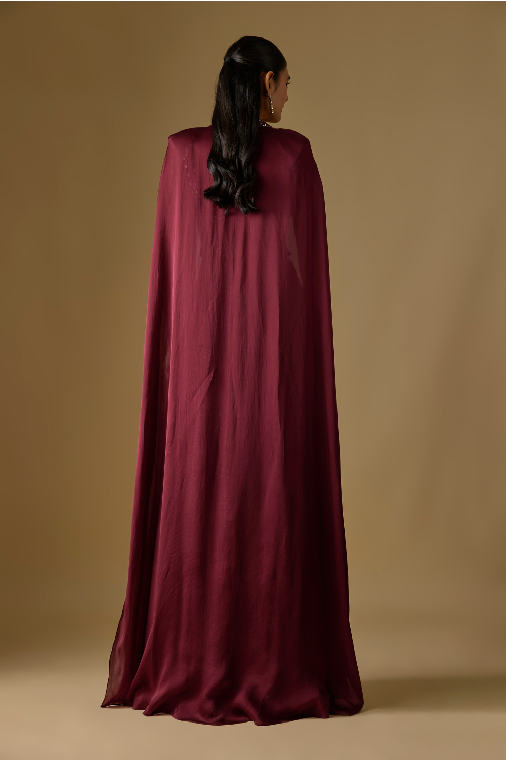 Navara- Wine Sharara with Corset Blouse and Long Cape