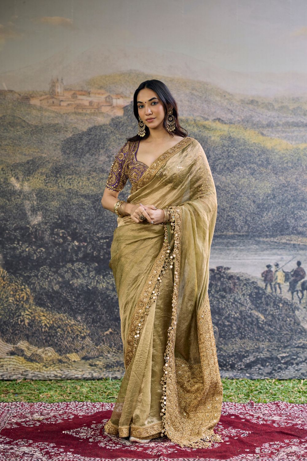 Zarvika Fusion Tissue Saree Set