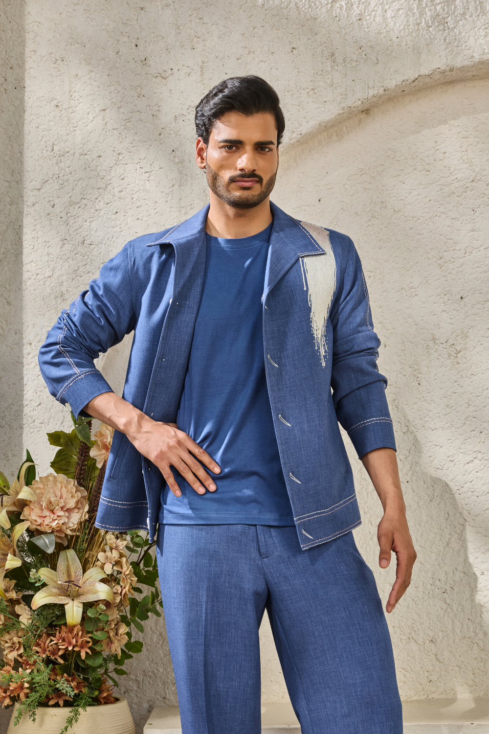 Blue Paint Splash Shacket Set
