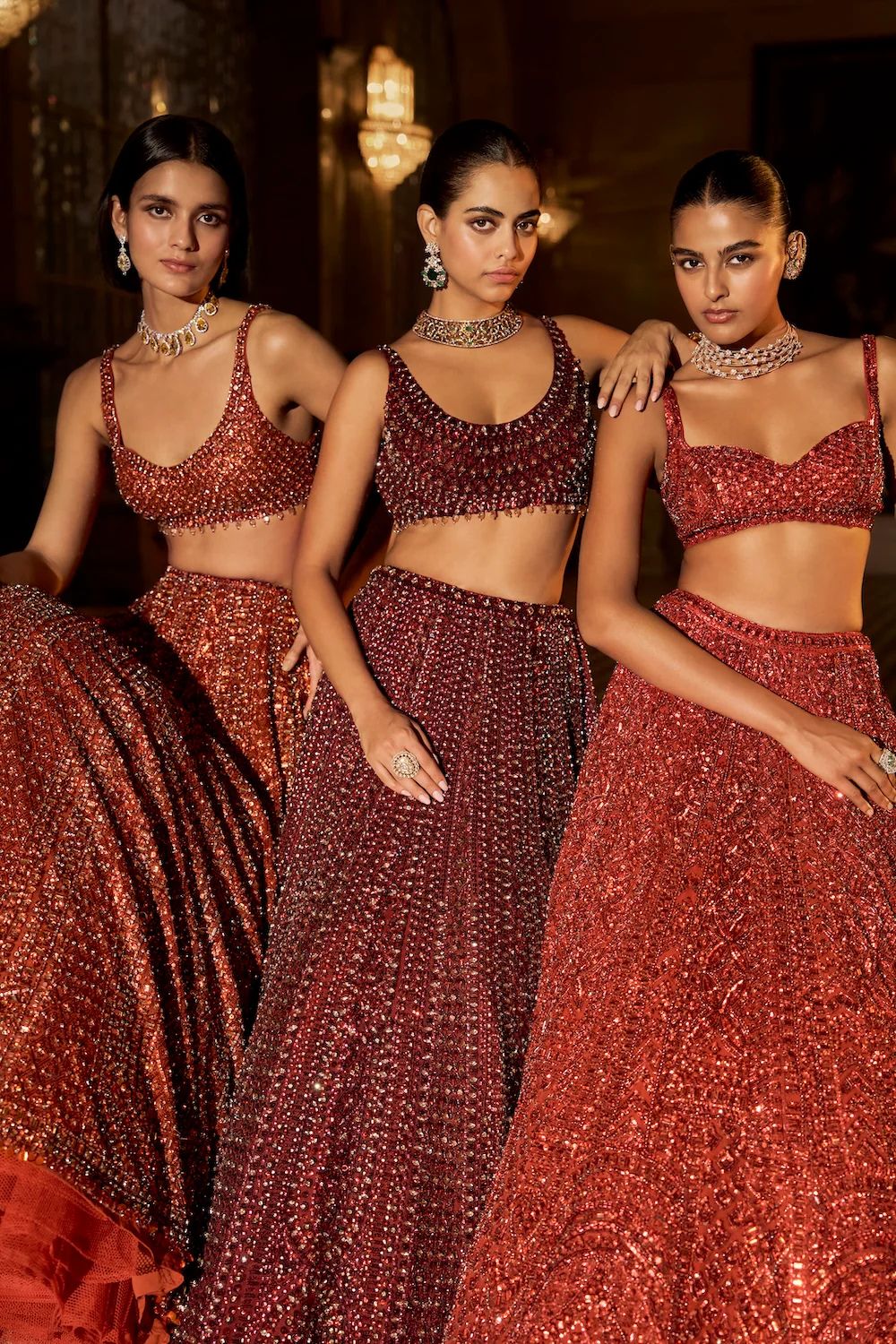 Maroon Sequin Lehenga Set