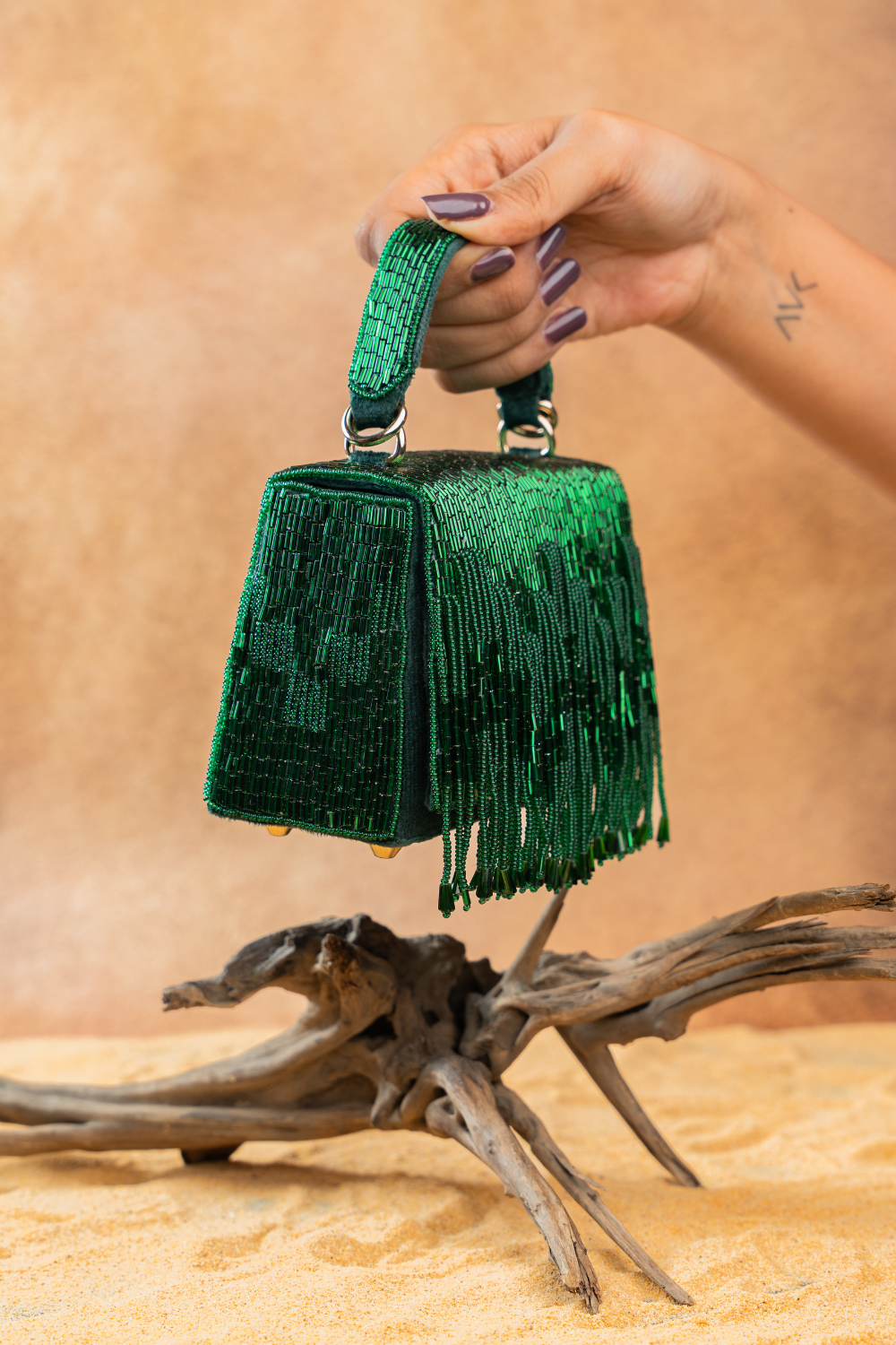 Salli En vie Mini Kasse Tassel Green