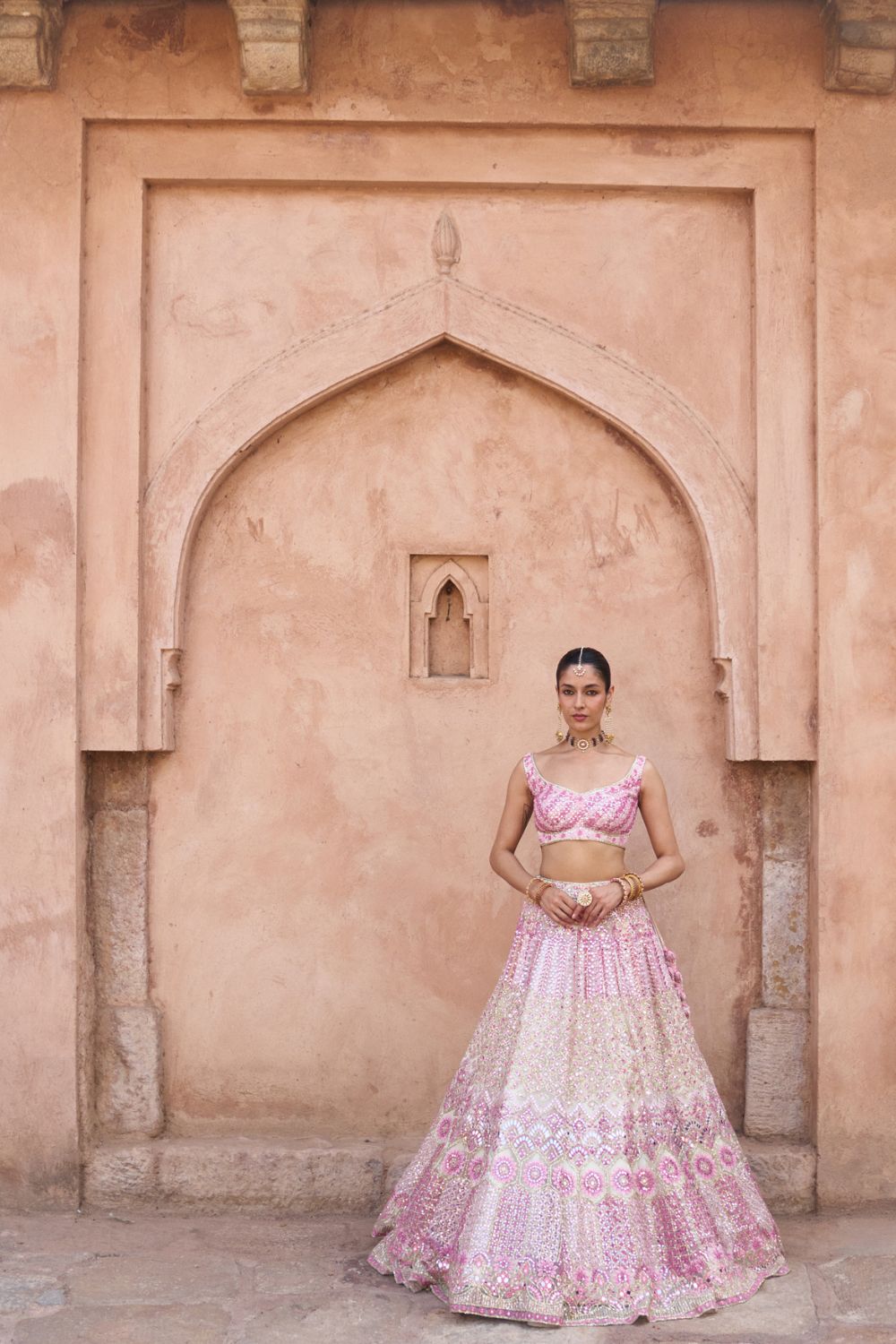 GULAAB — Ivory Net Lehenga Set