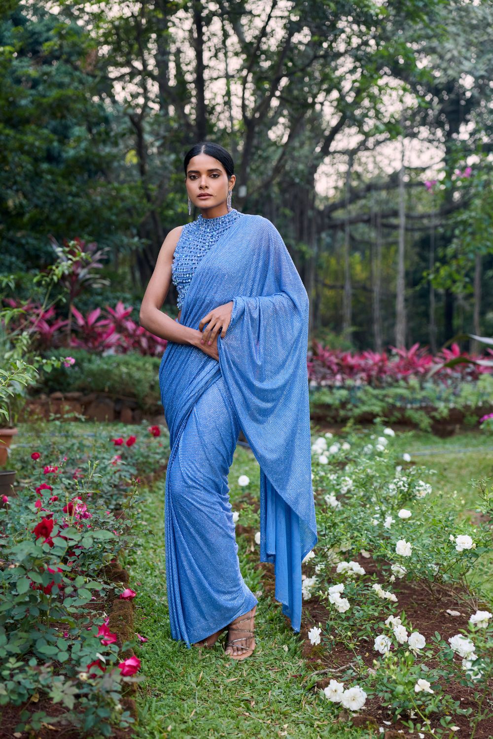 Neel Tara Crystal Saree Set
