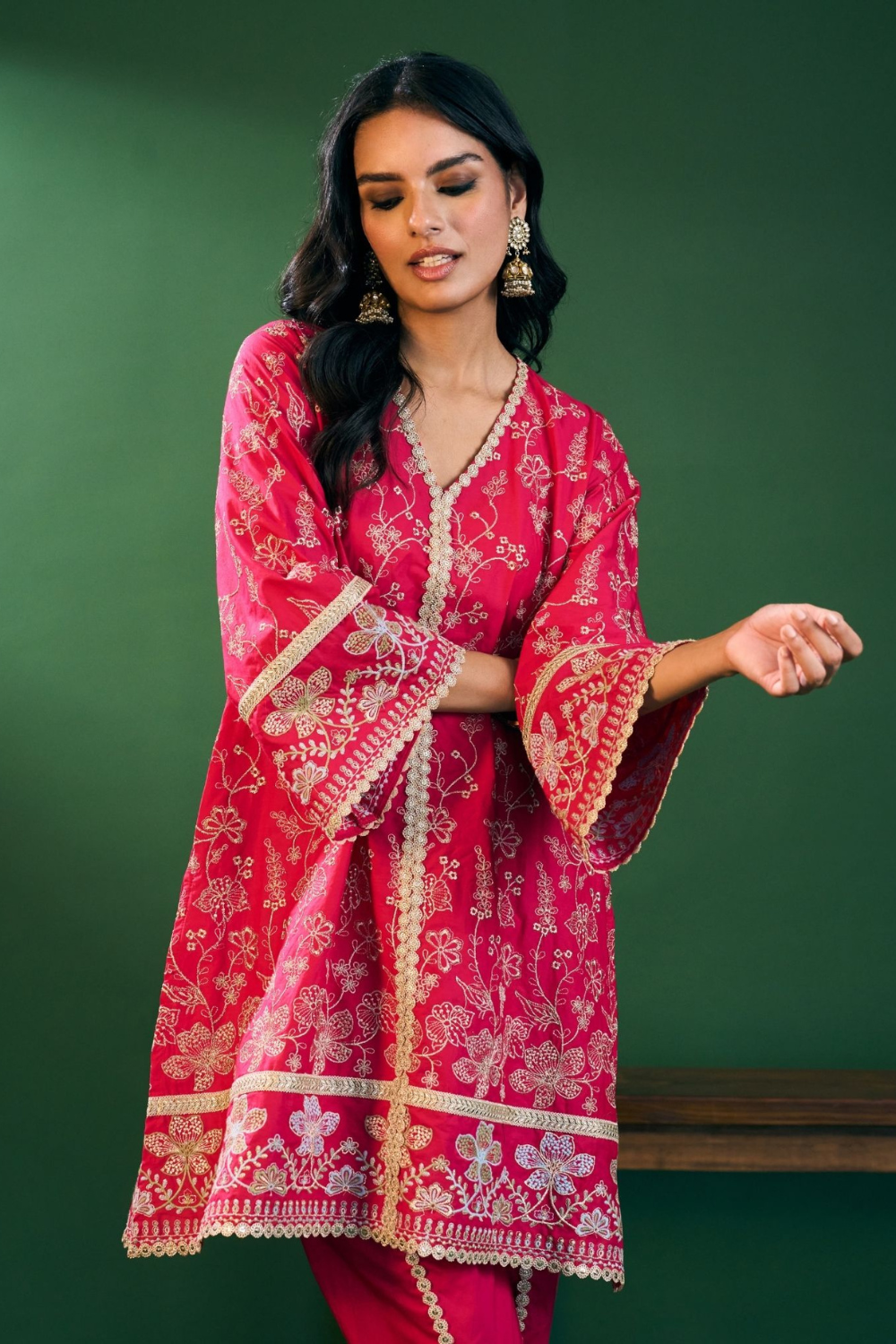 Rina Cotton Fuchsia Kurta with Fuchsia Dhoti Pant Set