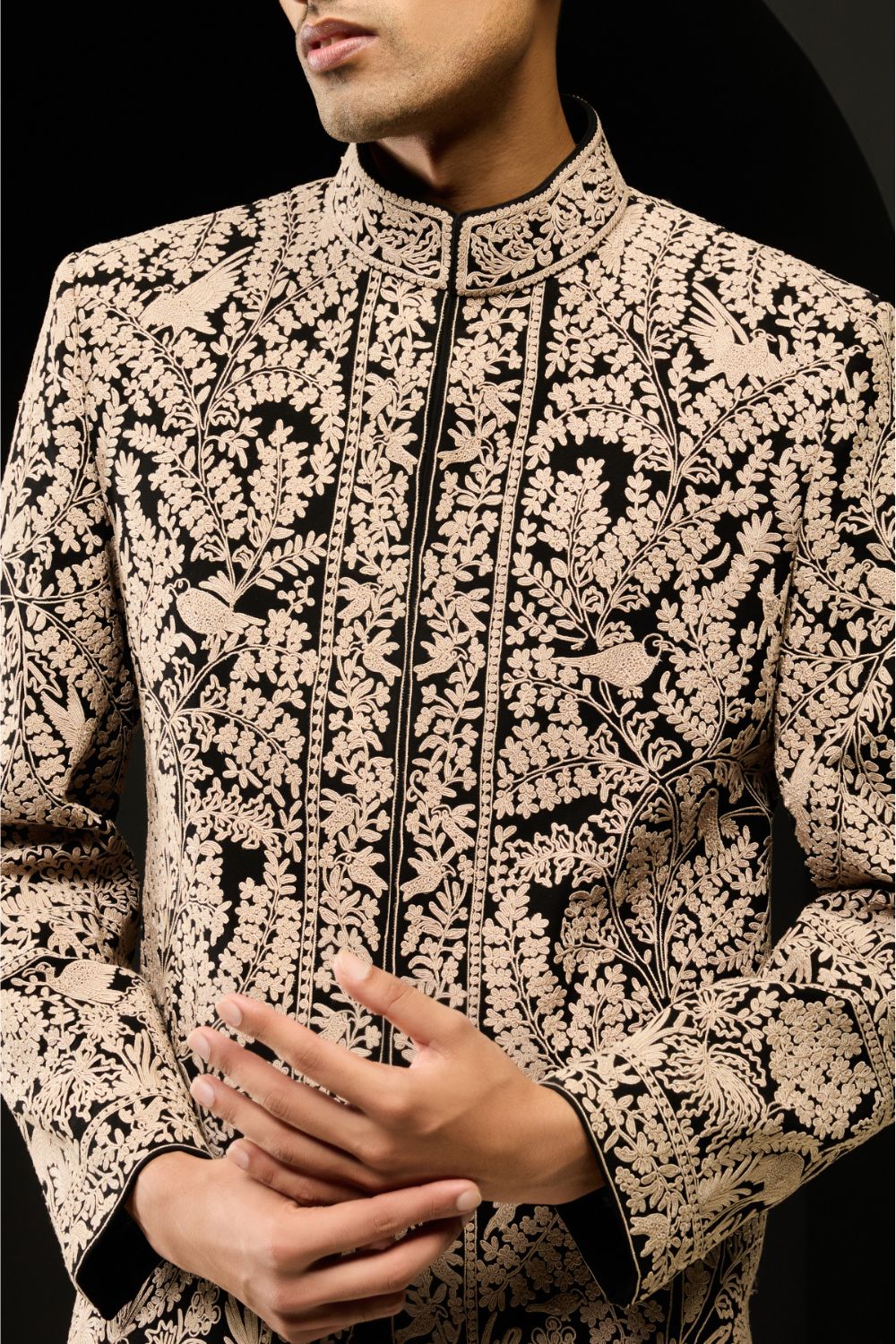Black indowestern detailing with thread work