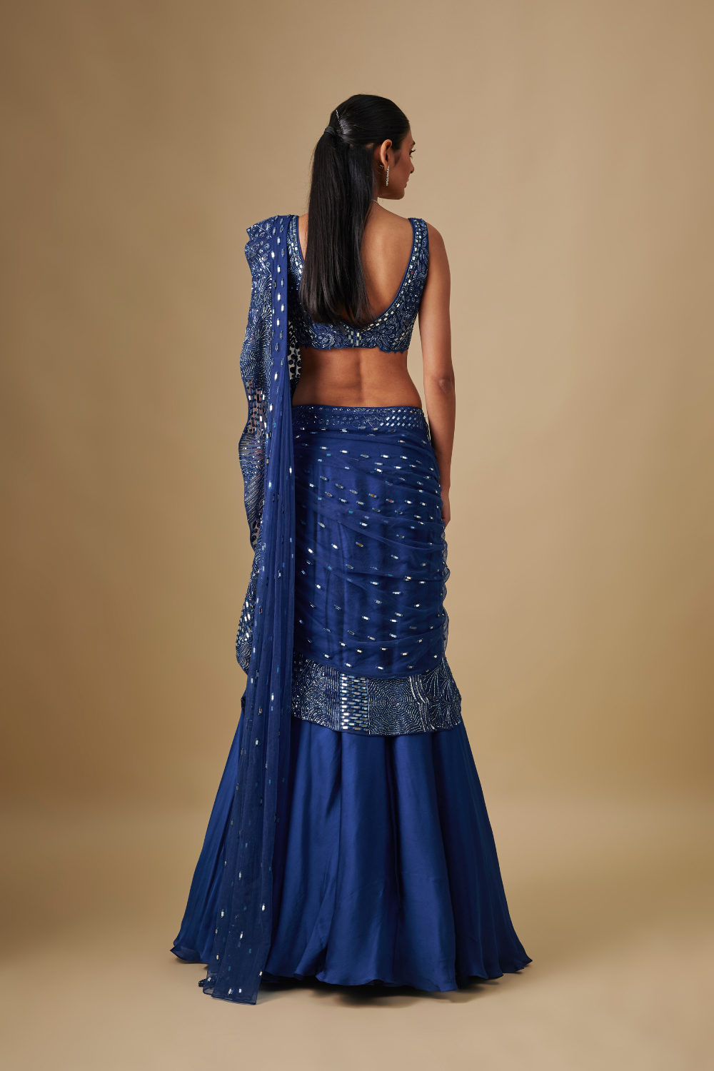 Oceana- E.B Drape saree with zentangle blouse