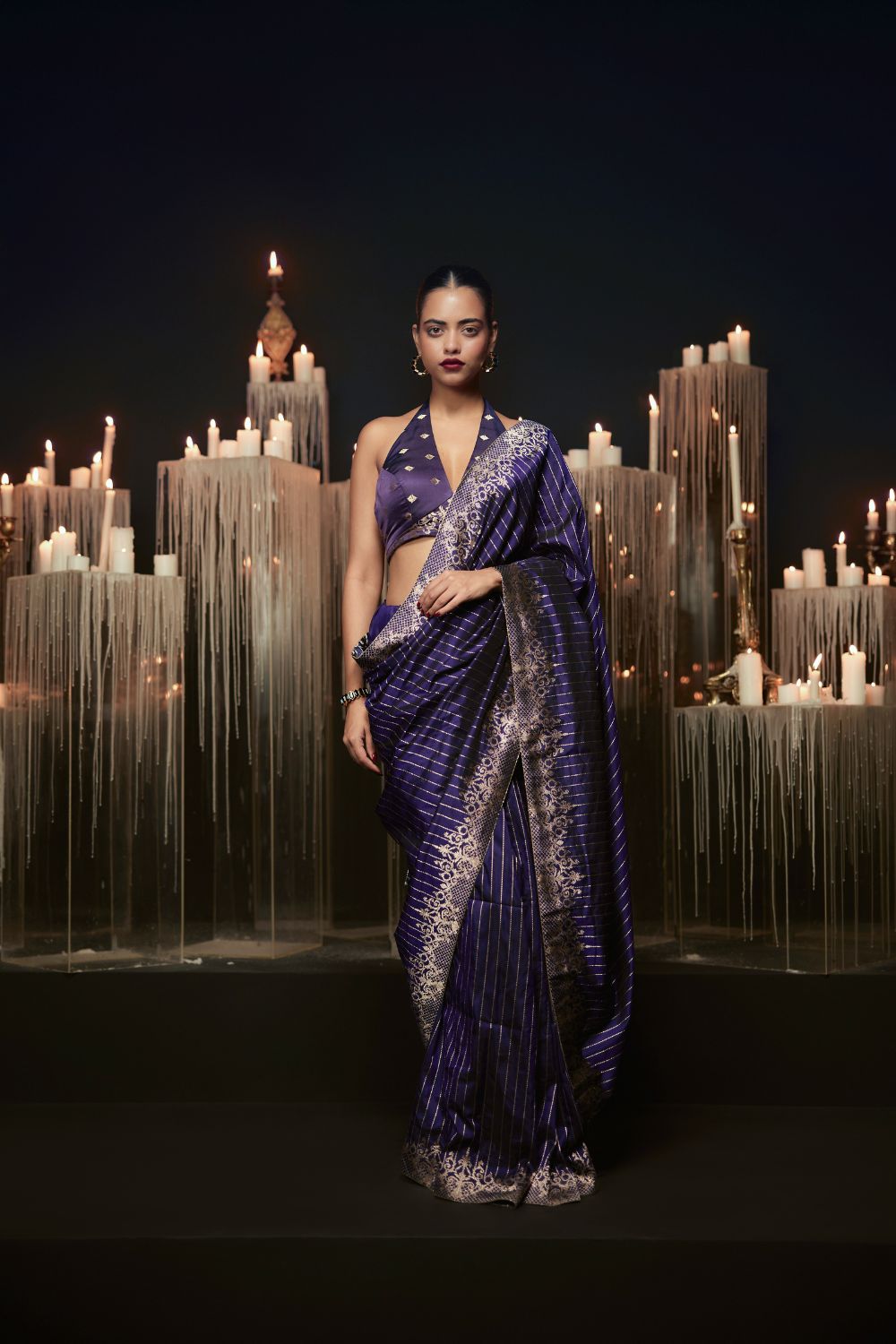 Purple Heart Saree navy