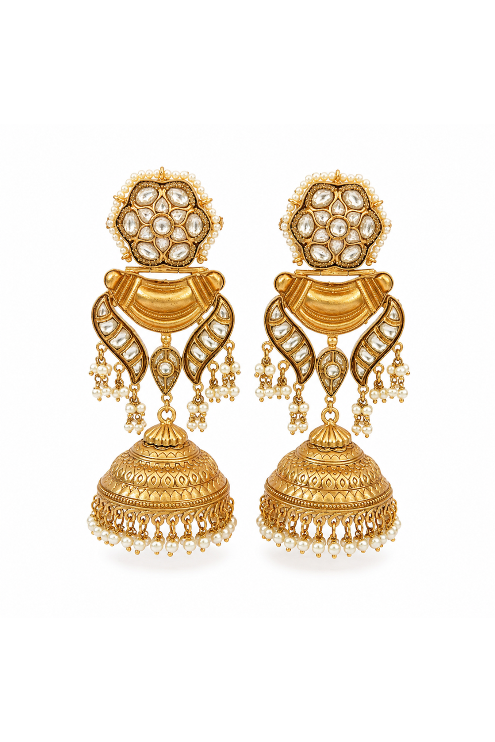 Kundan Pearl Jhumka Earrings