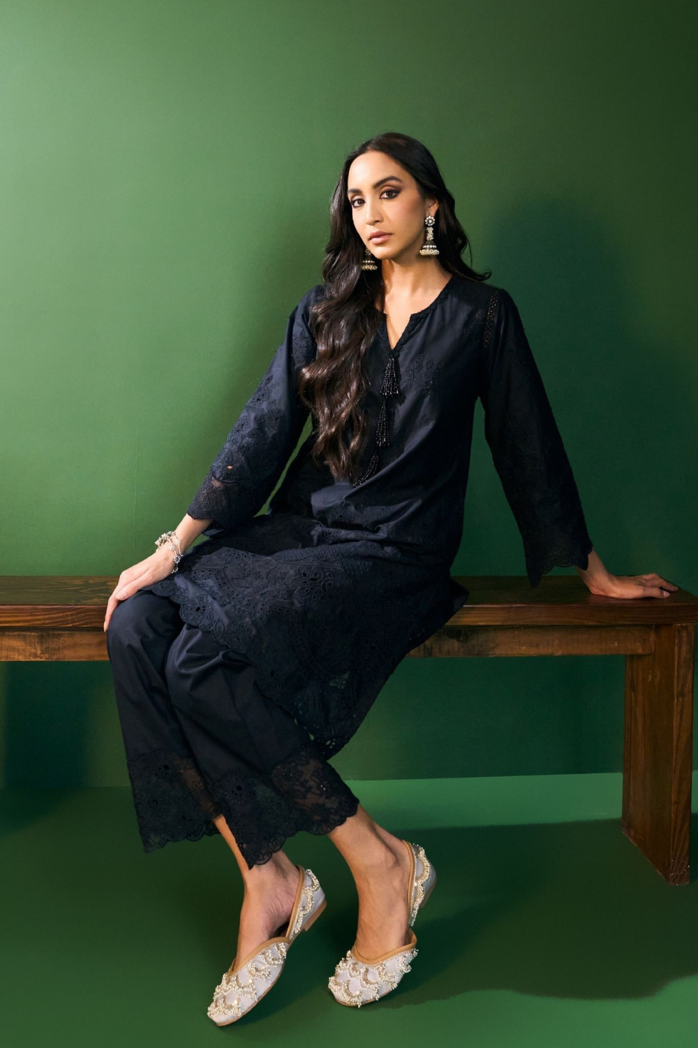 Riva Cotton Black Kurta Set