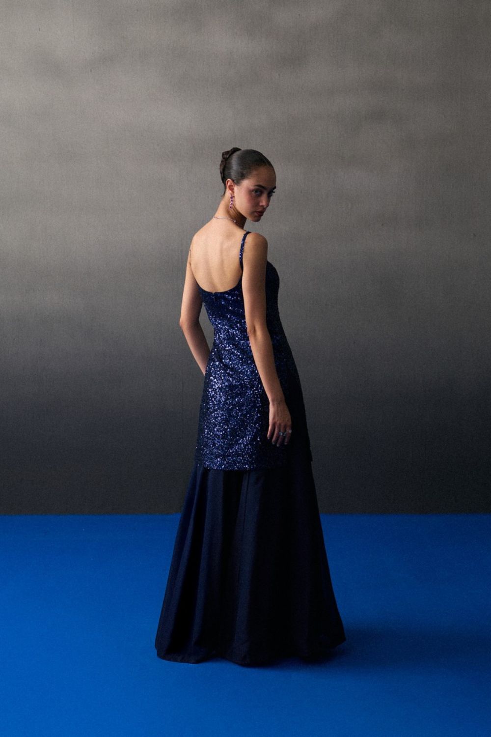 Midnight Blue Sequins Saree