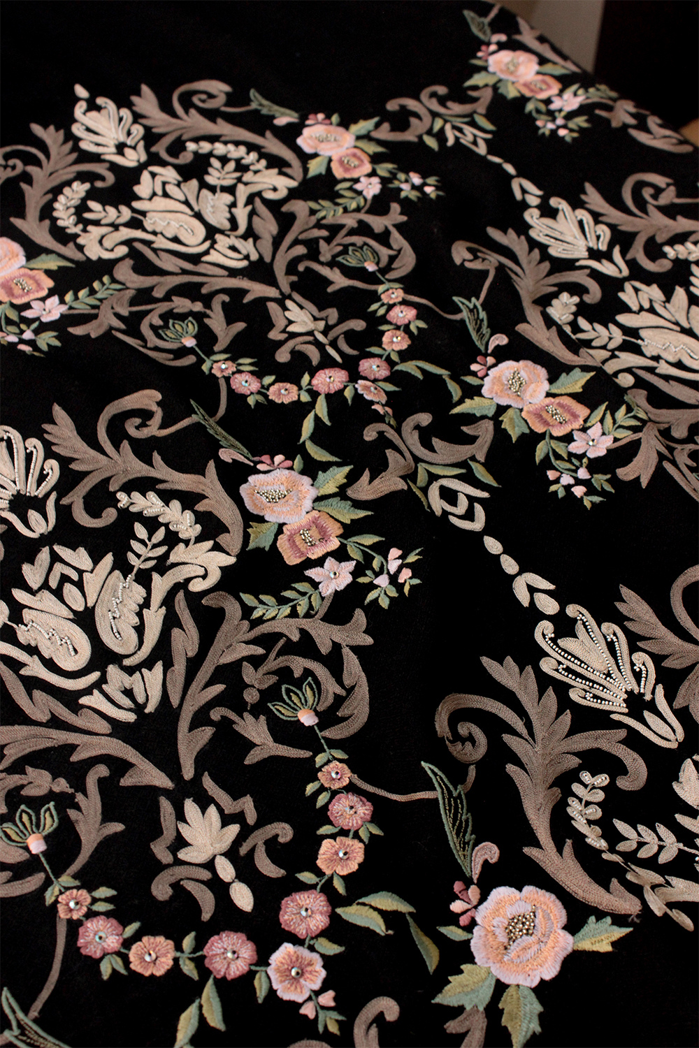 Victorian Love | Embroidered Wool Silk Stole