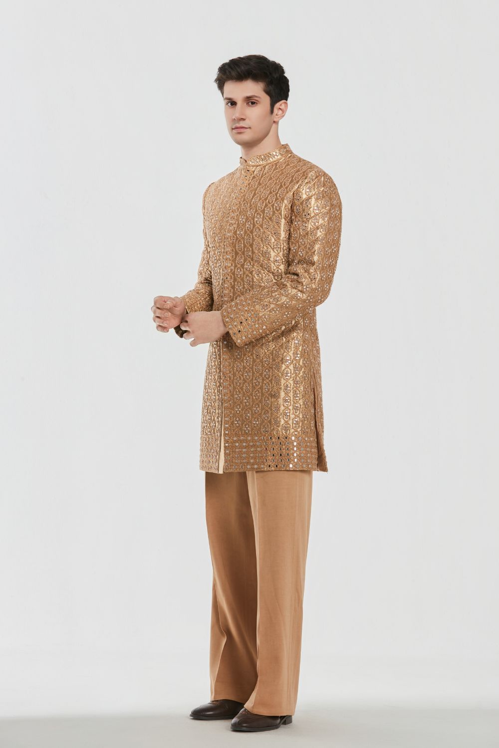 Shrine Antiqe Gold Sherwani Set