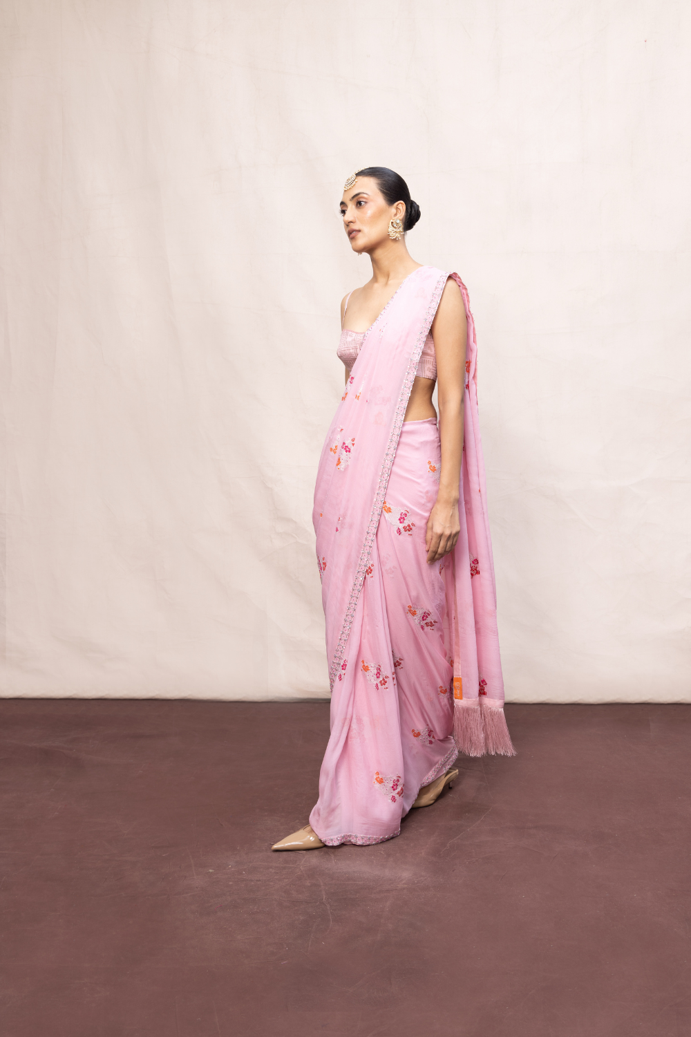 Handwoven Pink Chiffon Banarasi Saree