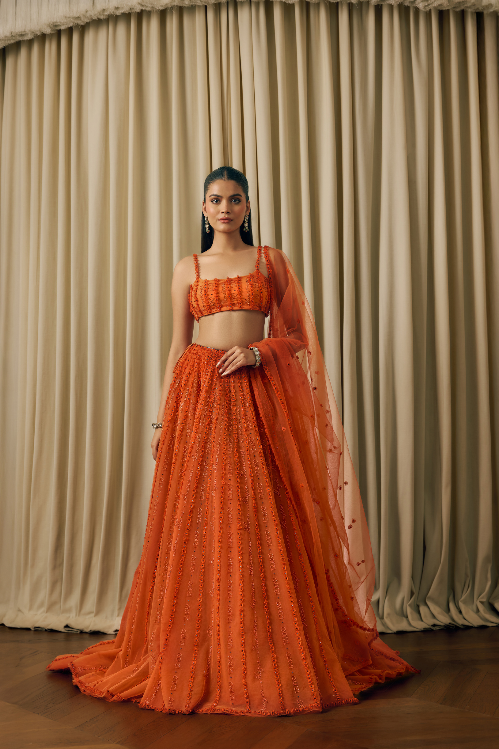 Hand embroidered custom work lehenga