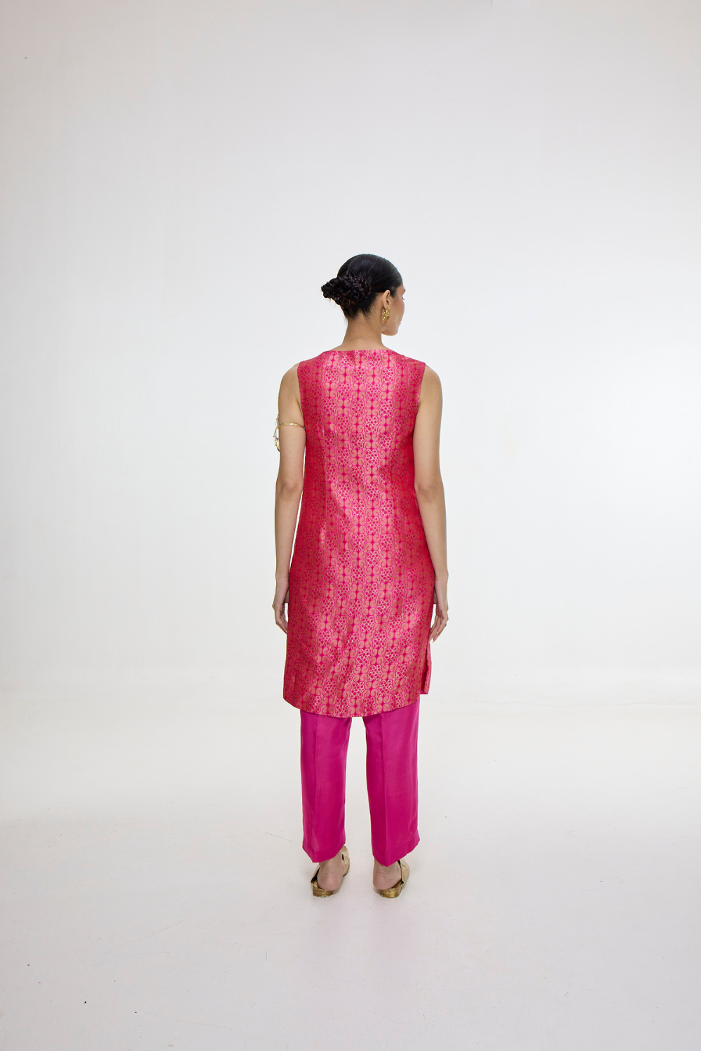 Handwoven Hot Pink Waistcoat Set