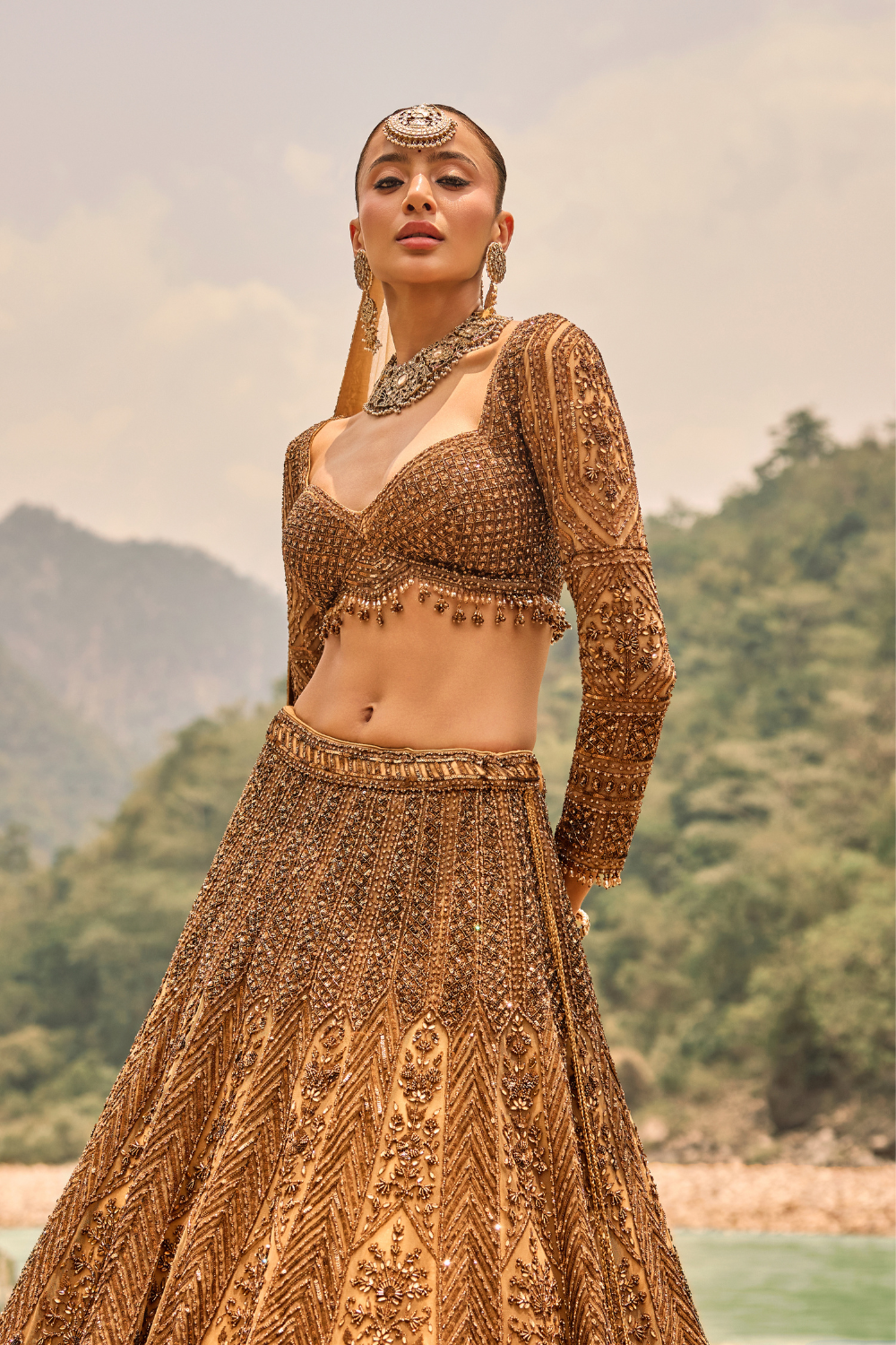 COPPER JEWELLED LEHENGA