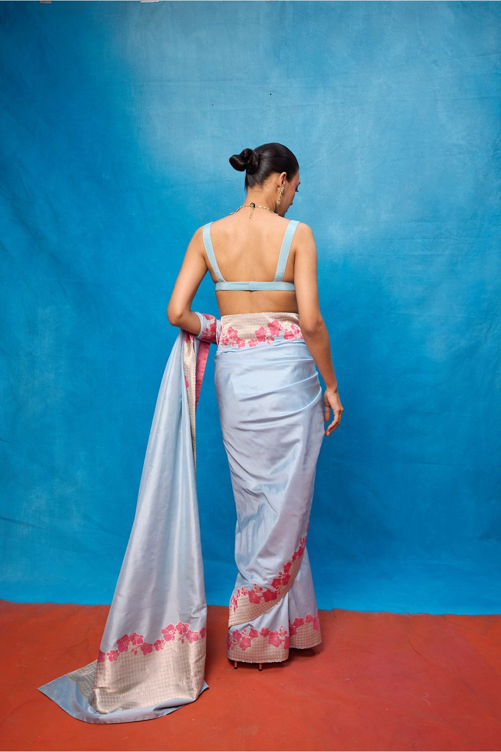 Handwoven Ice Blue Silk Banarasi Saree